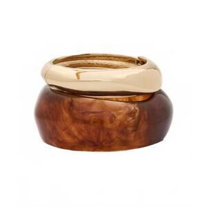 NEW SHASHI tortoise bangle bracelet set in brown/gold